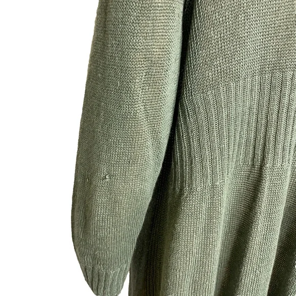 Women's Large Nic & Zoe Olive Green Linen Blend Open Knit Cardigan - Picture 5 of 8